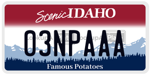03NPAAA  license plate in ID