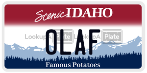 0LAF  license plate in ID