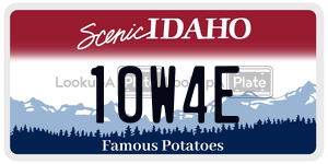 10W4E  license plate in ID