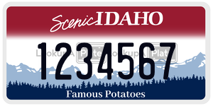 1234567 license plate in Idaho