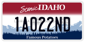 1A022ND  license plate in ID