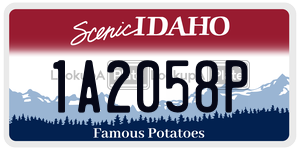 1A2058P  license plate in ID