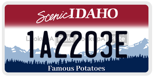 1A2203E  license plate in ID