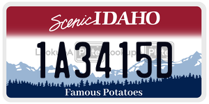 1A3415D  license plate in ID
