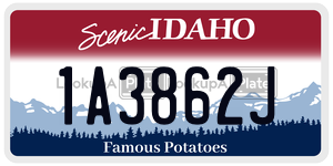 1A3862J  license plate in ID