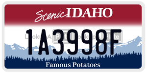 1A3998F  license plate in ID
