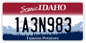 1A3N983  license plate in ID
