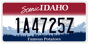 1A4725Z  license plate in ID