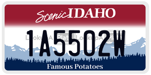 1A5502W  license plate in ID