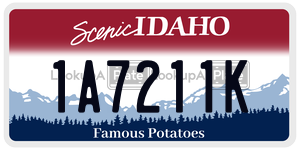 1A7211K  license plate in ID