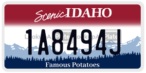 1A8494J  license plate in ID