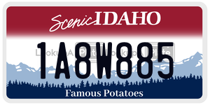 1A8W885  license plate in ID