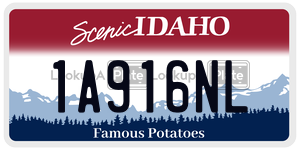 1A916NL  license plate in ID
