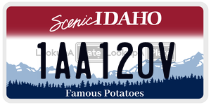 1AA120V  license plate in ID