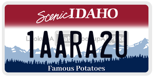1AARA2U  license plate in ID