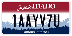 1AAYV7U  license plate in ID