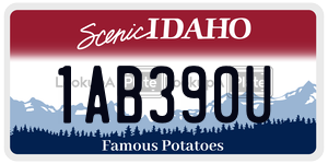 1AB390U  license plate in ID