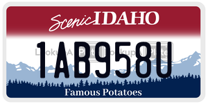 1AB958U  license plate in ID