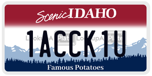 1ACCK1U  license plate in ID