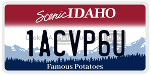1ACVP6U  license plate in ID