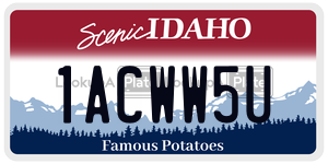 1ACWW5U  license plate in ID