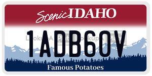1ADB60V  license plate in ID