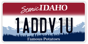 1ADDV1U  license plate in ID