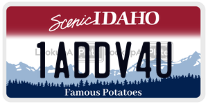 1ADDV4U  license plate in ID