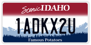 1ADKX2U  license plate in ID
