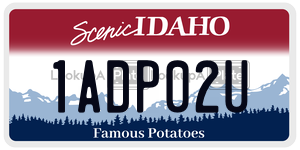 1ADP02U  license plate in ID