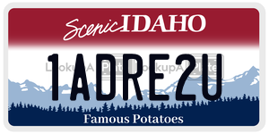1ADRE2U  license plate in ID