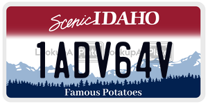 1ADV64V  license plate in ID