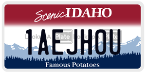 1AEJH0U  license plate in ID
