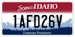 1AFD26V  license plate in ID