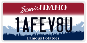 1AFEV8U  license plate in ID