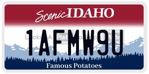 1AFMW9U  license plate in ID