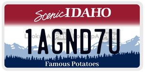 1AGND7U  license plate in ID