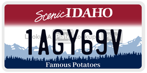 1AGY69V  license plate in ID