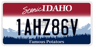 1AHZ86V  license plate in ID