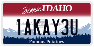 1AKAY3U  license plate in ID