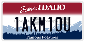 1AKM10U  license plate in ID