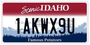 1AKWX9U  license plate in ID