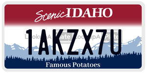 1AKZX7U  license plate in ID