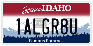 1ALGR8U license plate in Idaho