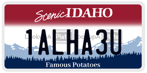 1ALHA3U  license plate in ID