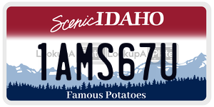 1AMS67U  license plate in ID