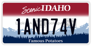 1AND74V  license plate in ID