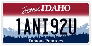 1ANI92U  license plate in ID