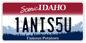 1ANIS5U  license plate in ID