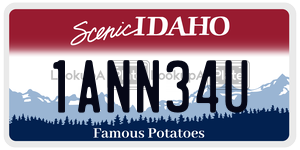 1ANN34U  license plate in ID